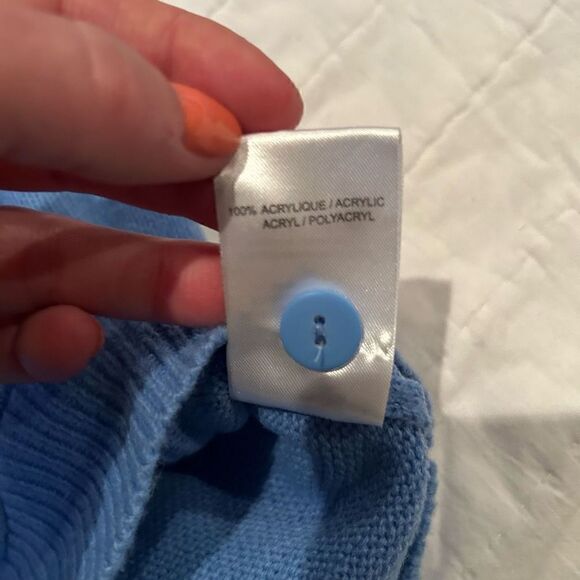 Damart Classic Cardigan Large Blue Acrylic sweater excellent pre owned condition - Picture 6 of 12